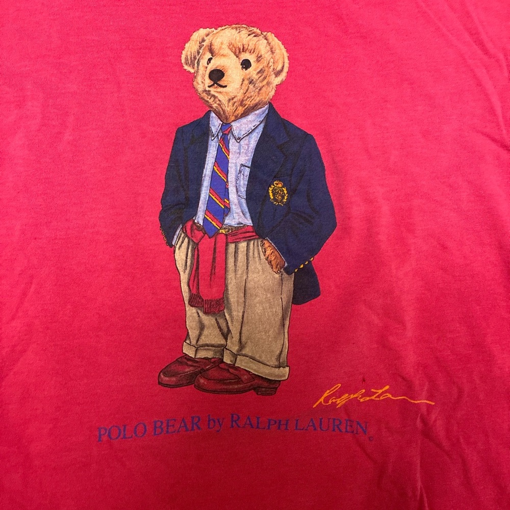 Polo by Ralph Lauren Red Executive Bear Graphic Short Sleeve T-Shirt Size Medium